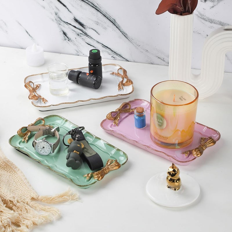 IBWell Resin Aesthetic Room Décor Green Jewelry Tray Cute Home Decor Aesthetic Trays for Decor Girly Room Décor - Image 4